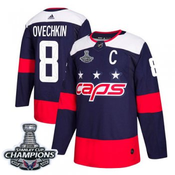 Adidas Washington Capitals #8 Alex Ovechkin Navy Authentic 2018 Stadium Series Stanley Cup Final Champions Stitched NHL Jersey