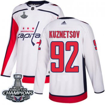 Adidas Washington Capitals #92 Evgeny Kuznetsov White Road Authentic Stanley Cup Final Champions Stitched NHL Jersey