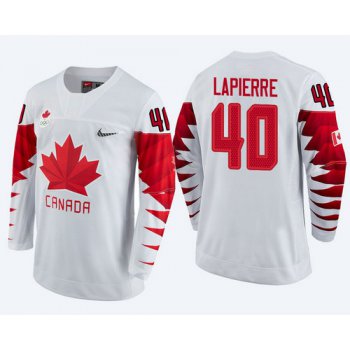 Men Canada Team #40 Maxim Lapierre White 2018 Winter Olympics Jersey