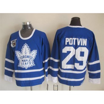 Toronto Maple Leafs #29 Felix Potvin Blue 75TH Throwback CCM Jersey
