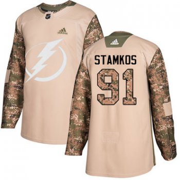 Adidas Lightning #91 Steven Stamkos Camo Authentic 2017 Veterans Day Stitched NHL Jersey