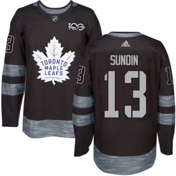 Men's Toronto Maple Leafs #13 Mats Sundin Black 100th Anniversary Stitched NHL 2017 adidas Hockey Jersey