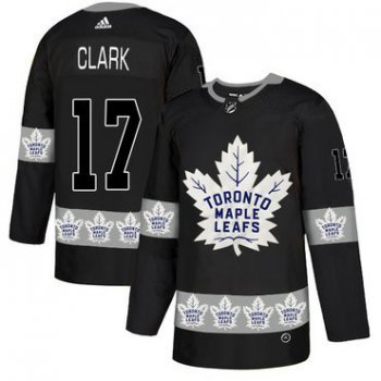 Men's Toronto Maple Leafs #17 Wendel Clark Black Team Logos Fashion Adidas Jersey