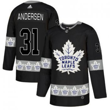Men's Toronto Maple Leafs #31 Frederik Andersen Black Team Logos Fashion Adidas Jersey