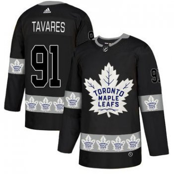 Men's Toronto Maple Leafs #91 John Tavares Black Team Logos Fashion Adidas Jersey
