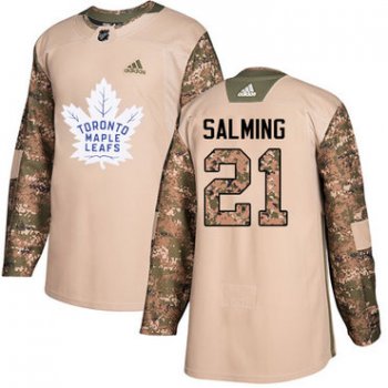 Adidas Maple Leafs #21 Borje Salming Camo Authentic 2017 Veterans Day Stitched NHL Jersey