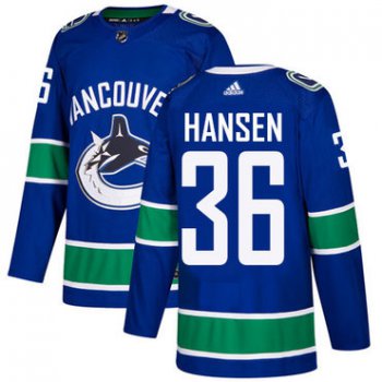 Adidas Vancouver Canucks #36 Jannik Hansen Blue Home Authentic Stitched NHL Jersey