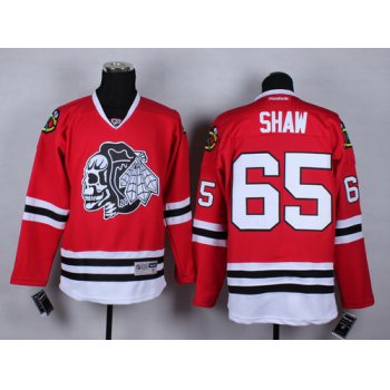 Chicago Blackhawks #65 Andrew Shaw Red With Black Skulls Jersey