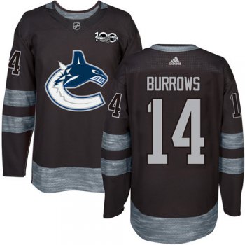 Men's Vancouver Canucks #14 Alex Burrows Black 100th Anniversary Stitched NHL 2017 adidas Hockey Jersey