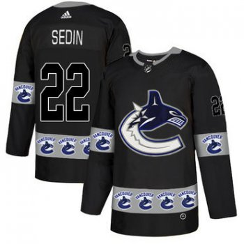 Men's Vancouver Canucks #22 Henrik Daniel Sedin Black Team Logos Fashion Adidas Jersey