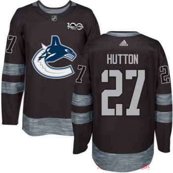 Men's Vancouver Canucks #27 Ben Hutton Black 100th Anniversary Stitched NHL 2017 adidas Hockey Jersey