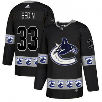 Men's Vancouver Canucks #Henrik Sedin Black Team Logos Fashion Adidas Jersey