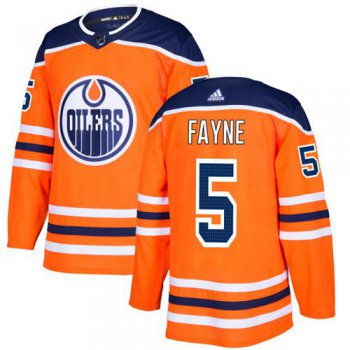 Adidas Edmonton Oilers #5 Mark Fayne Orange Home Authentic Stitched NHL Jersey