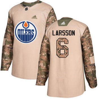 Adidas Edmonton Oilers #6 Adam Larsson Camo Authentic 2017 Veterans Day Stitched NHL Jersey