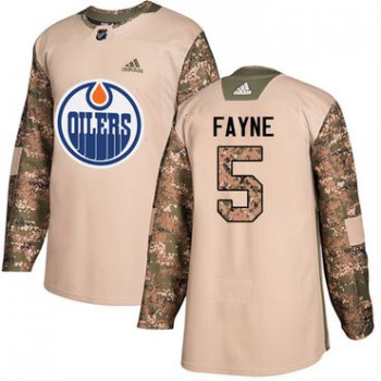 Adidas Oilers #5 Mark Fayne Camo Authentic 2017 Veterans Day Stitched NHL Jersey