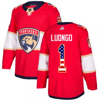 Adidas Panthers #1 Roberto Luongo Red Home Authentic USA Flag Stitched NHL Jersey