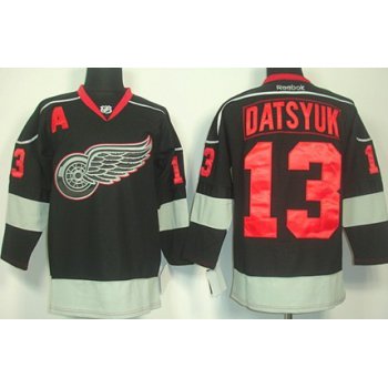 Detroit Red Wings #13 Pavel Datsyuk Black Ice Jersey