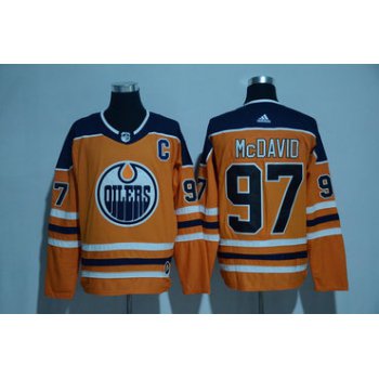 Men's Edmonton Oilers #97 Connor McDavid Orange C Patch 2017-2018 adidas Hockey Stitched NHL Jersey