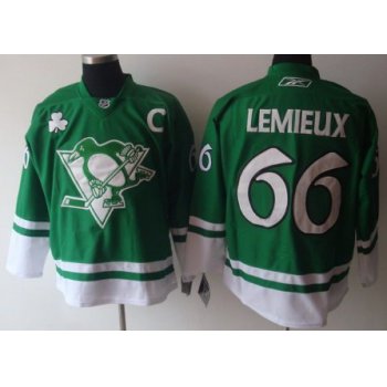 Pittsburgh Penguins #66 Mario Lemieux St. Patrick's Day Green Jersey