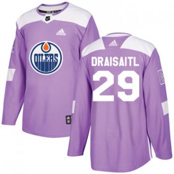 Adidas Edmonton Oilers #29 Leon Draisaitl Purple Authentic Fights Cancer Stitched NHL Jersey