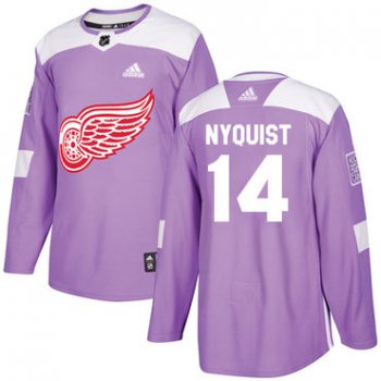 Adidas Red Wings #14 Gustav Nyquist Purple Authentic Fights Cancer Stitched NHL Jersey