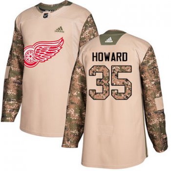 Adidas Red Wings #35 Jimmy Howard Camo Authentic 2017 Veterans Day Stitched NHL Jersey