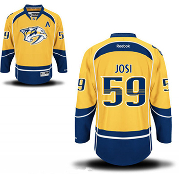 Men's Nashville Predators #59 Roman Josi Yellow Home A Patch Stitched NHL Reebok Hockey Jersey