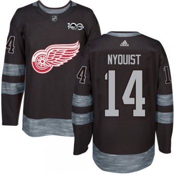 Red Wings #14 Gustav Nyquist Black 1917-2017 100th Anniversary Stitched NHL Jersey