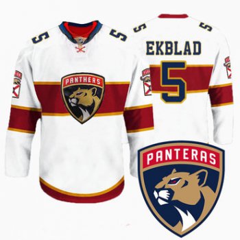 Men's Florida Panthers #5 Aaron Ekblad New Logo Reebok White Premier Player Jersey