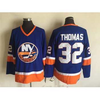 Men's New York Islanders #32 Steve Thomas Light Blue 1984-85 CCM Throwback Stitched Vintage Hockey