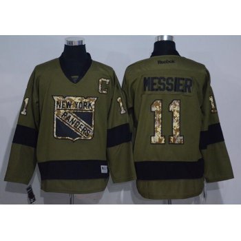 Men's New York Rangers #11 Mark Messier Green Salute to Service Stitched NHL Reebok Hockey Jersey