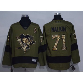 Men's Pittsburgh Penguins #71 Evgeni Malkin Green Salute to Service Stitched NHL Reebok Hockey Jersey