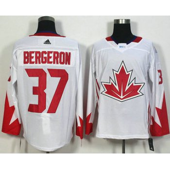 Men's Team Canada #37 Patrice Bergeron White 2016 World Cup of Hockey Game Jersey