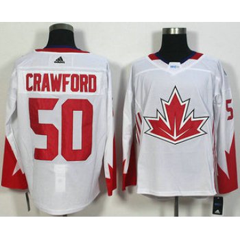 Men's Team Canada #50 Corey Crawford White 2016 World Cup of Hockey Game Jersey