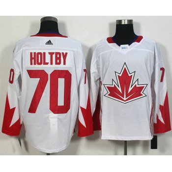 Men's Team Canada #70 Braden Holtby White 2016 World Cup of Hockey Game Jersey