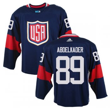 Men's Team USA #89 Justin Abdelkader Navy Blue 2016 World Cup of Hockey Game Jersey
