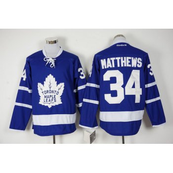 Men's Toronto Maple Leafs #34 Auston Matthews Royal Blue 2016-17 Home 100TH Anniversary Hockey Jersey