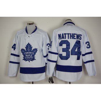 Men's Toronto Maple Leafs #34 Auston Matthews White 2016-17 Away 100TH Anniversary Hockey Jersey