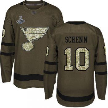 Blues #10 Brayden Schenn Green Salute to Service Stanley Cup Champions Stitched Hockey Jersey