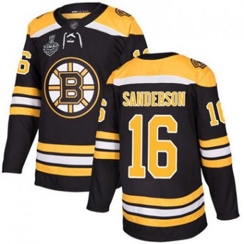 Men's Boston Bruins #16 Derek Sanderson Black Home Authentic 2019 Stanley Cup Final Bound Stitched Hockey Jersey