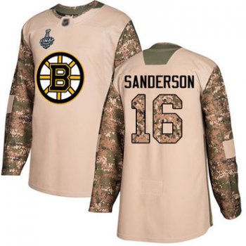 Men's Boston Bruins #16 Derek Sanderson Camo Authentic 2017 Veterans Day 2019 Stanley Cup Final Bound Stitched Hockey Jersey