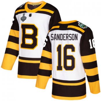 Men's Boston Bruins #16 Derek Sanderson White Authentic 2019 Winter Classic 2019 Stanley Cup Final Bound Stitched Hockey Jersey