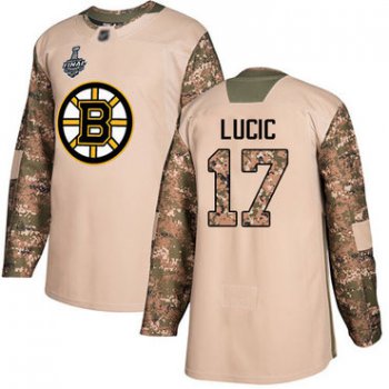 Men's Boston Bruins #17 Milan Lucic Camo Authentic 2017 Veterans Day 2019 Stanley Cup Final Bound Stitched Hockey Jersey