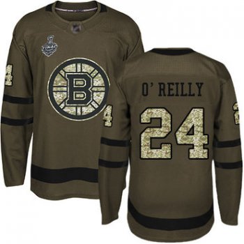 Men's Boston Bruins #24 Terry O'Reilly Green Salute to Service 2019 Stanley Cup Final Bound Stitched Hockey Jersey