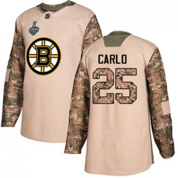 Men's Boston Bruins #25 Brandon Carlo Camo Authentic 2017 Veterans Day 2019 Stanley Cup Final Bound Stitched Hockey Jersey