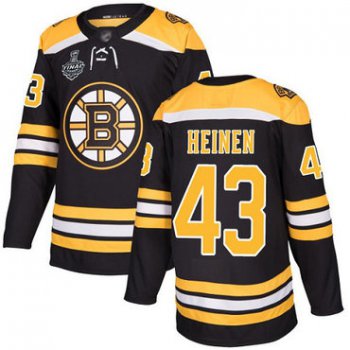 Men's Boston Bruins #43 Danton Heinen Black Home Authentic 2019 Stanley Cup Final Bound Stitched Hockey Jersey