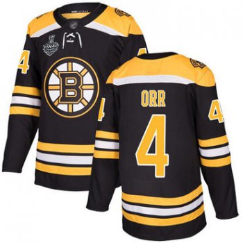 Men's Boston Bruins #4 Bobby Orr Black Home Authentic 2019 Stanley Cup Final Bound Stitched Hockey Jersey