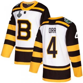Men's Boston Bruins #4 Bobby Orr White Authentic 2019 Winter Classic 2019 Stanley Cup Final Bound Stitched Hockey Jersey