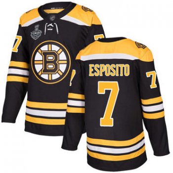 Men's Boston Bruins #7 Phil Esposito Black Home Authentic 2019 Stanley Cup Final Bound Stitched Hockey Jersey