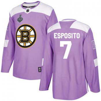 Men's Boston Bruins #7 Phil Esposito Purple Authentic Fights Cancer 2019 Stanley Cup Final Bound Stitched Hockey Jersey
